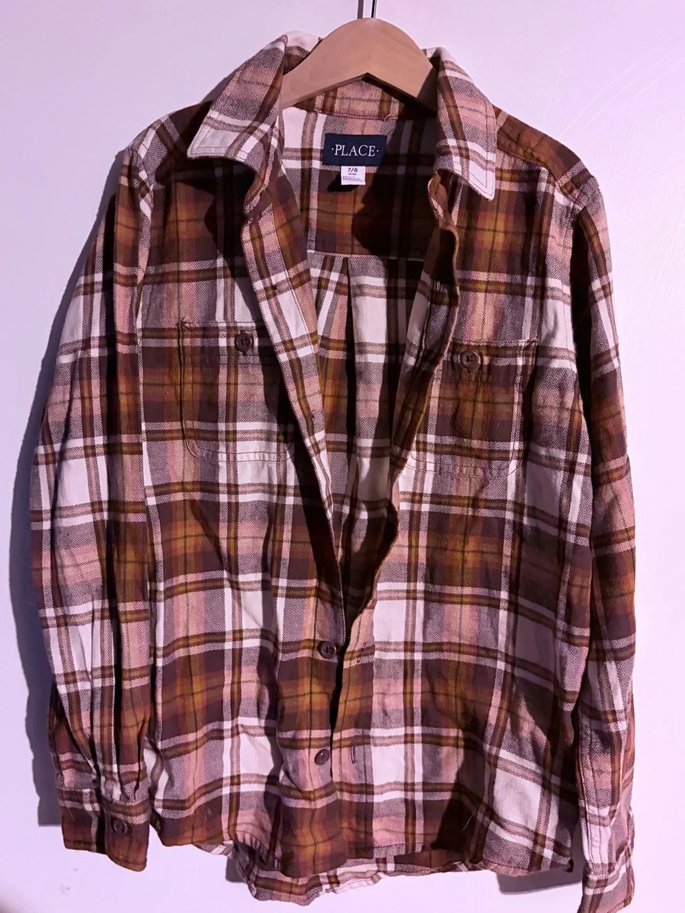 The Children's Place Brown & White Plaid Button-Down Shirt